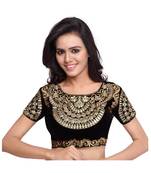 Black Color Velvet Embroidered Readymade blouse pattern