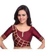 Brown Color Embroidered Readymade latest blouse designs