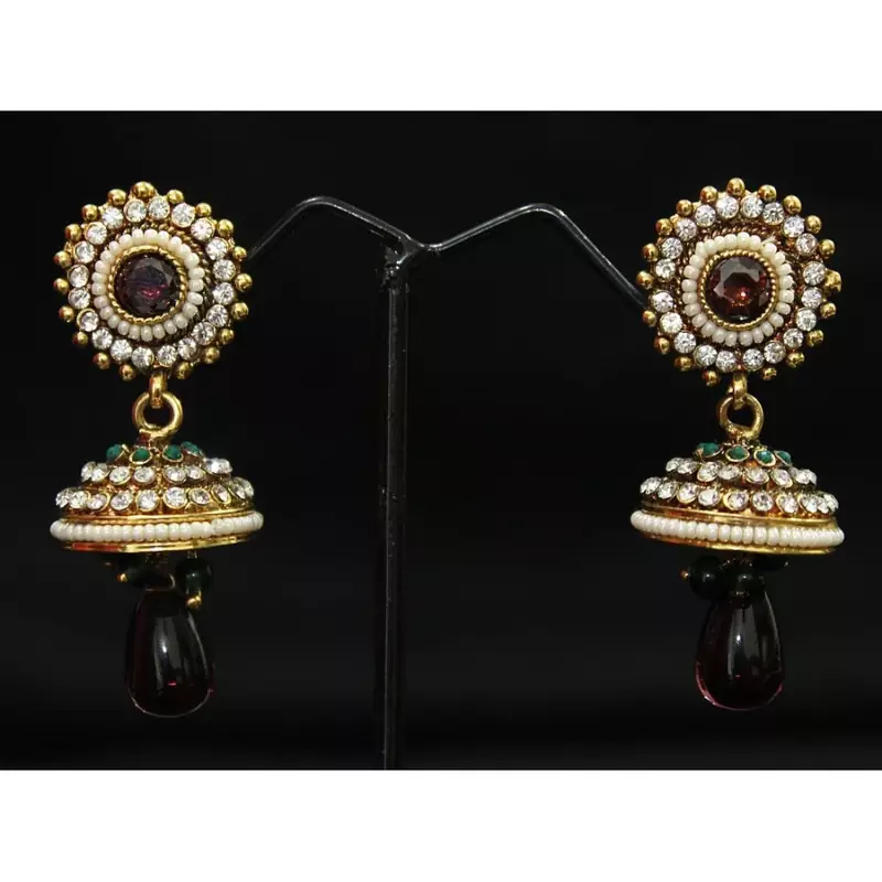Delicate Dazzling Designer Jhumka embellished with Austrian Diamonds