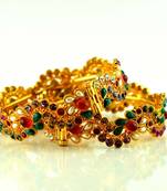 polki moti stone bangles with skrew system and openable size-2.8