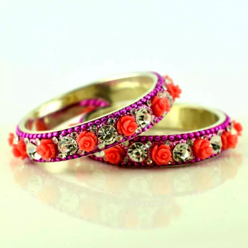 Brass Stone Moti Bangles