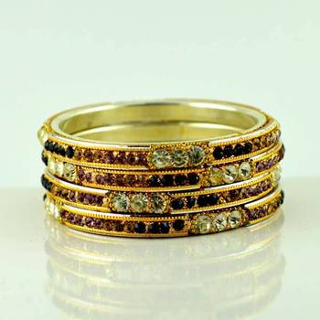 brass stone moti bangles size-2.4,2.6,2.8 2