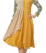 Charismatic Beige And Yellow Ocur Color Georgette Fabric Kurti
