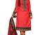 Red printed cotton poly unstitched salwar with dupatta