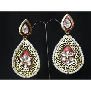 Gold gold_plated Pearl danglers-drops 1