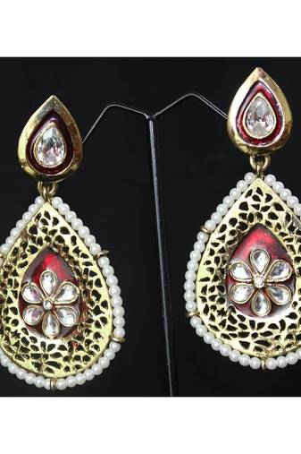 Gold gold_plated Pearl danglers-drops