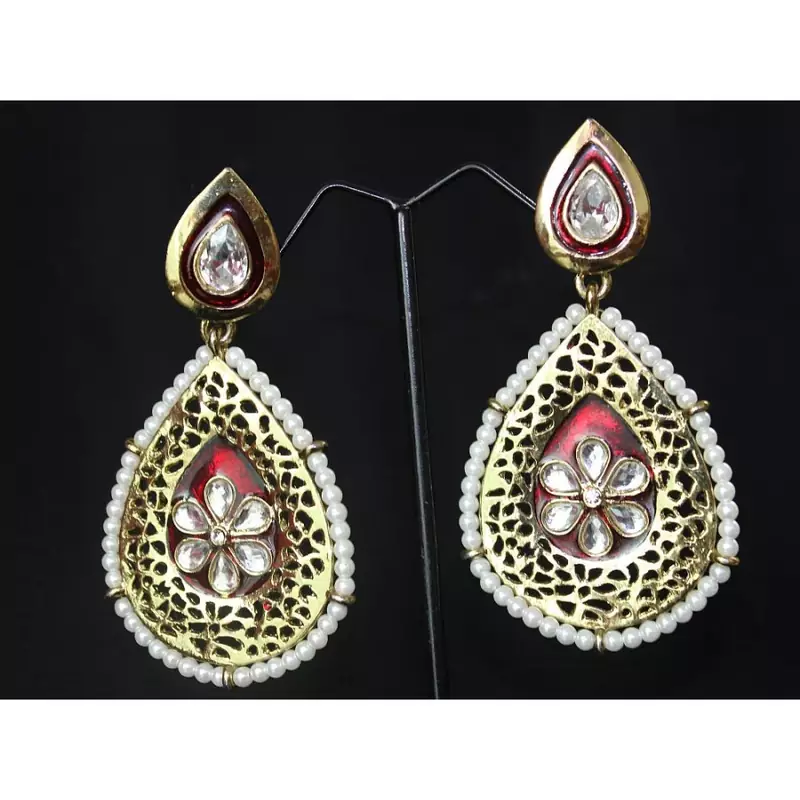 Gold gold_plated Pearl danglers-drops