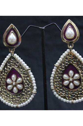 Gold gold_plated Pearl danglers-drops
