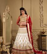 White Silk embroidered lehenga-choli