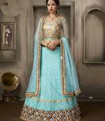Blue Net embroidered lehenga-choli