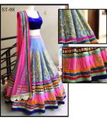 Purple  and  multicolor color Embroidery work Brocket fabric designer Lehenga