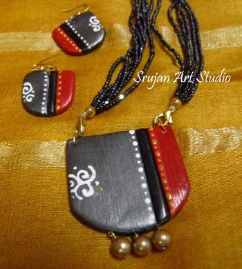 Grey and Red Clay jewelry 2