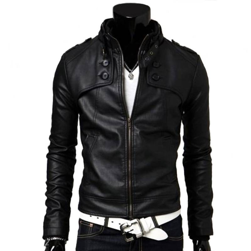 Black Korean Pattern Leather Jacket Black Korean Pattern Leather Jacket