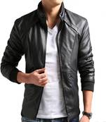 Black Korean Pattern Leather Jacket