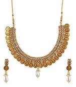 Adwitiya Collection 24 Ct Gold Plated With Ginni Temple Necklace Set