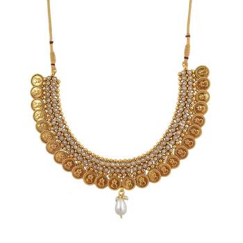 Adwitiya Collection 24 Ct Gold Plated With Ginni Temple Necklace Set 3