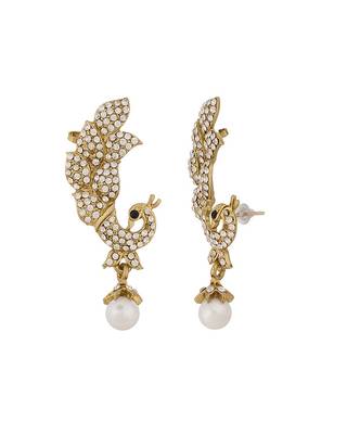 Fabulous Peacock Design Ear Cuffs In Gold Tone 1