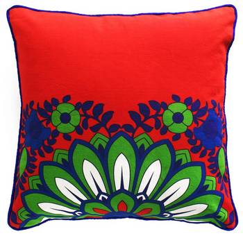 Sparkling Green Blue Flower Cushion Cover 1
