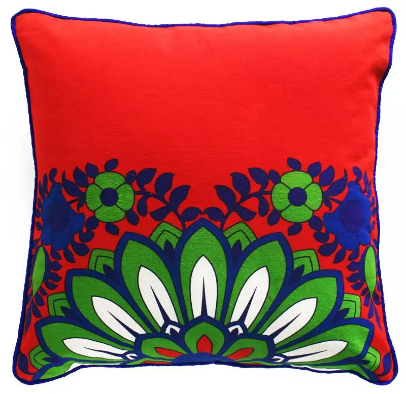 Sparkling Green Blue Flower Cushion Cover