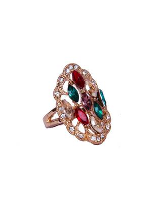 Gold Black Stone Studded Designer Ring 2