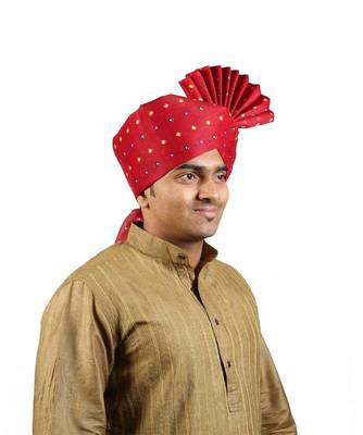 Ekolhapuri Maroon Bandhani Print Polyester Pheta (Turban) 3