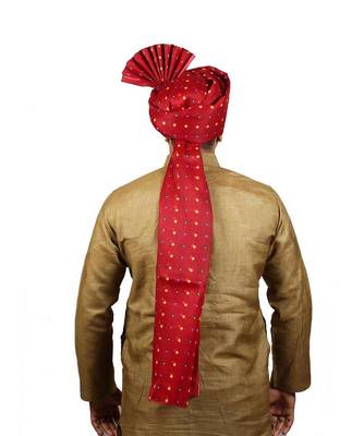Ekolhapuri Maroon Bandhani Print Polyester Pheta (Turban) 4
