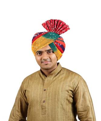 Ekolhapuri Panchrangi Jodhpuri Bandhej Cotton Pheta (Turban) 1