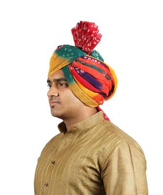 Ekolhapuri Panchrangi Jodhpuri Bandhej Cotton Pheta (Turban) 2