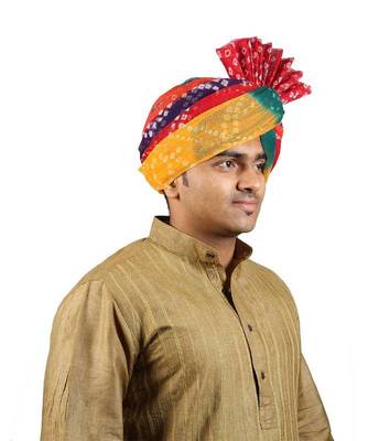 Ekolhapuri Panchrangi Jodhpuri Bandhej Cotton Pheta (Turban) 3