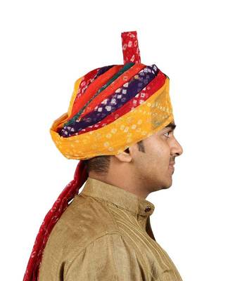 Ekolhapuri Panchrangi Jodhpuri Bandhej Cotton Pheta (Turban) 4