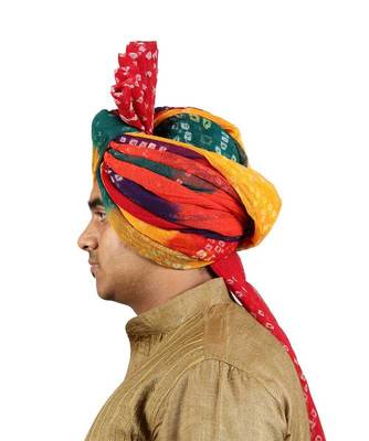 Ekolhapuri Panchrangi Jodhpuri Bandhej Cotton Pheta (Turban) 5