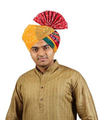 Ekolhapuri Panchrangi Jodhpuri Bandhej Cotton Pheta (Turban) 1