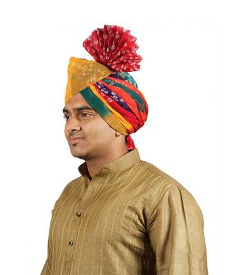 Ekolhapuri Panchrangi Jodhpuri Bandhej Cotton Pheta (Turban) 2