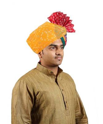 Ekolhapuri Panchrangi Jodhpuri Bandhej Cotton Pheta (Turban) 3