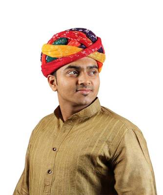 Ekolhapuri Panchrangi Jodhpuri Bandhej Cotton Pheta (Turban) 2