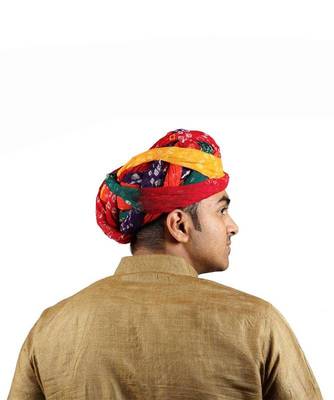 Ekolhapuri Panchrangi Jodhpuri Bandhej Cotton Pheta (Turban) 4