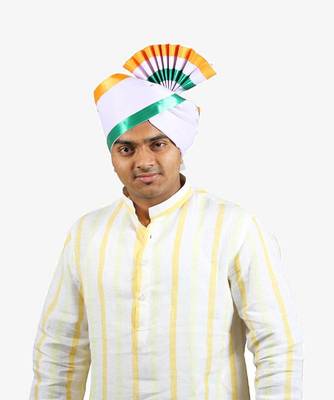 Ekolhapuri Indian Tricolor Lining Polyester Pheta (Turban) 1