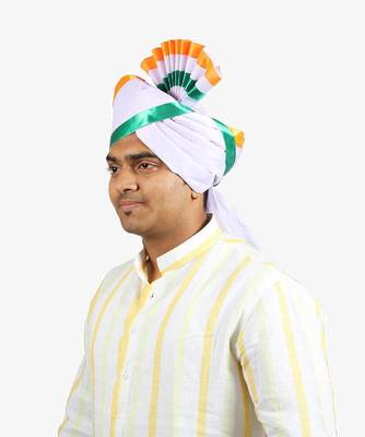 Ekolhapuri Indian Tricolor Lining Polyester Pheta (Turban) 2