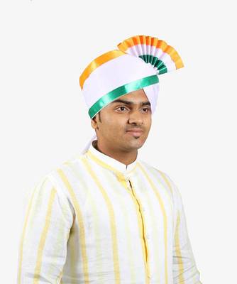 Ekolhapuri Indian Tricolor Lining Polyester Pheta (Turban) 3