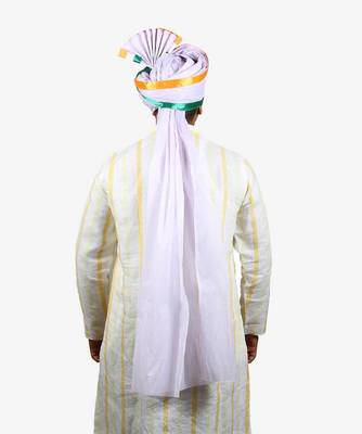 Ekolhapuri Indian Tricolor Lining Polyester Pheta (Turban) 4