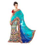 Hypnotex Viscose Blue and Navy Blue Color Designer Lehenga Saree Star120