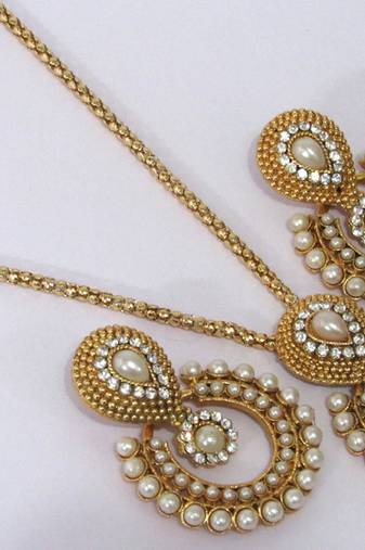 Pearl Polki Chain Necklace Set