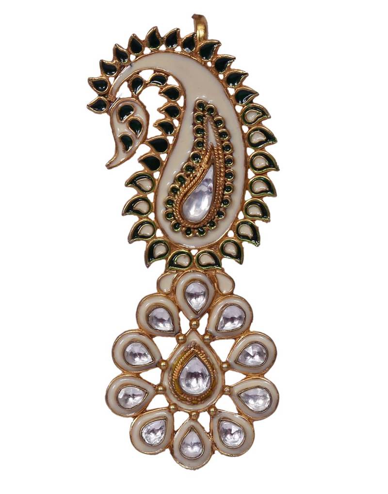 Heer&Sahib Rajputana Royal Kundan Embedded Designer Wedding Turban Kalgi