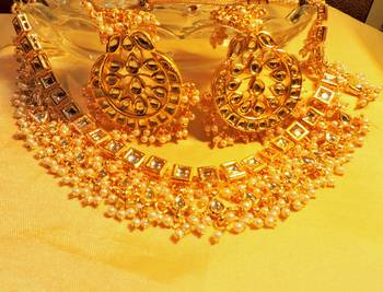 Jaipuria Kundan And Pearl Traditional Necklace With Big Jhumkaas 1