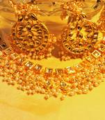 Jaipuria Kundan And Pearl Traditional Necklace With Big Jhumkaas