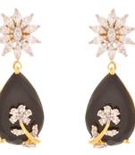 Black Beauty with Cz/American Diamond (Cut n Uncut) Designer Earrings