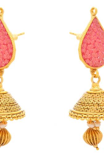 Radiant Ruby Gold Designer Jhumka...Exquisite n Ethnic....