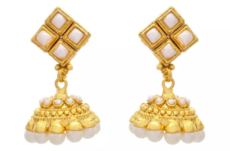 Pretty Pearl Gold Designer Jhumka