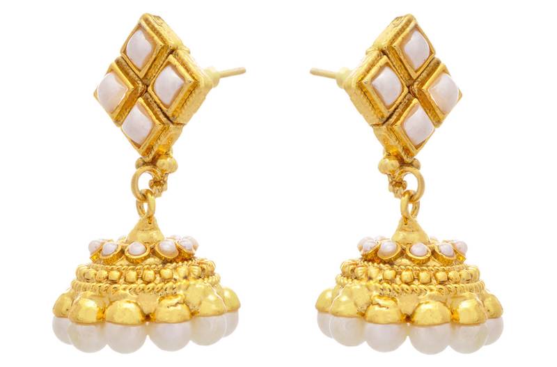 Pretty Pearl Gold Designer Jhumka