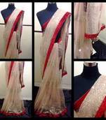 Peach Net Saree